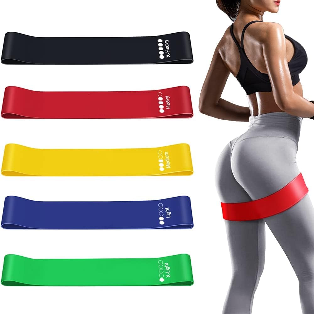 Phyzioline Resistance Bands Set with 5 Different Levels of Elastic Bands for Home Gym, Training, Yoga, Physical Therapy, Rehabilitation and Long Workouts