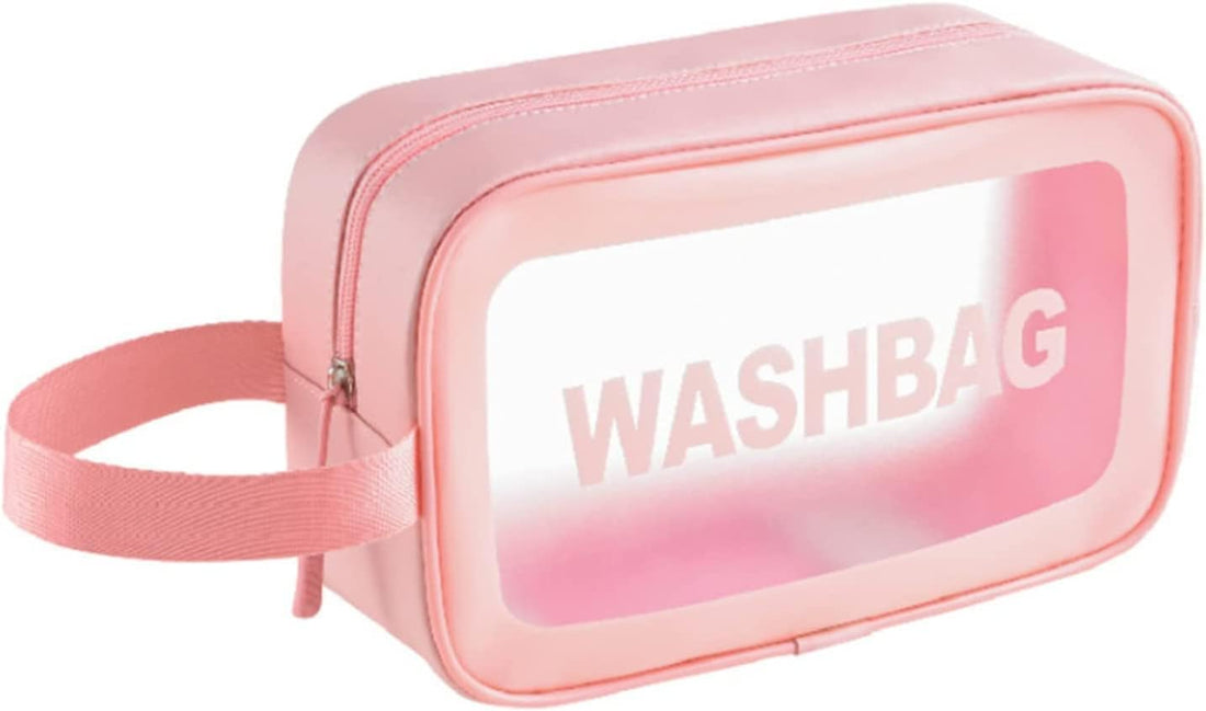 Happy Home Women Zipper Makeup Beauty Bags Transparent Make Up Organizer Storage Bath Toiletry Wash Bag Waterproof Cosmetic Bag, PU PVC Cosmetic Makeup Pouch for Women,Girl 25 Cm X 15 Cm (Black)