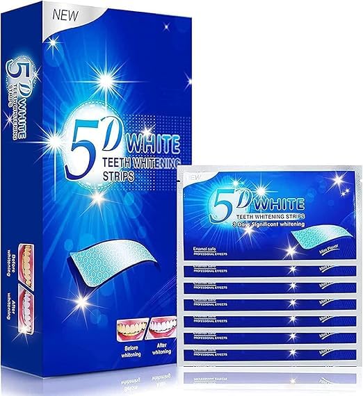 5D Teeth Whitening Strips, Safe White Enamel Strips Kit - Fast Acting Helps Remove Smoke/Coffee/Soda/Wine Stains