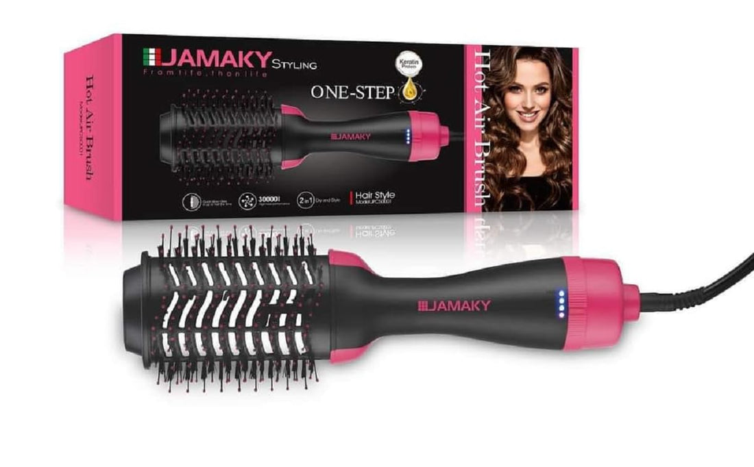 Jamaki 1200W 3 in 1 Blow Dry and Straightening Hair Brush Perfect Styling 3 Levels Easy Control - pc50001