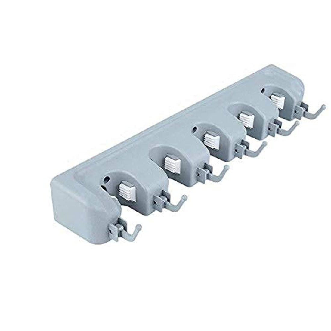 Wall Mounted Non Slide Mop Broom Holder and Rake Garden Tool Organizer with 6 Hooks and 5 Slots