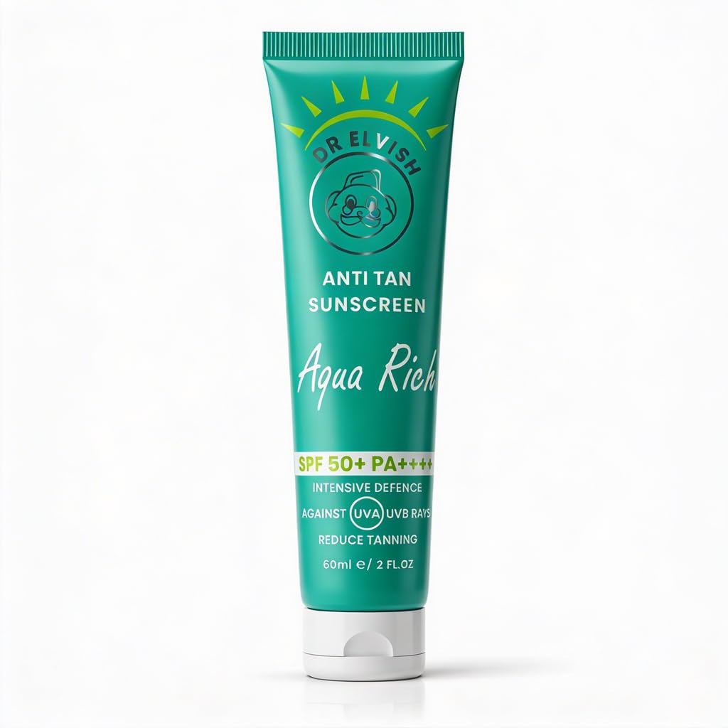Dr. Elvish Anti-Tan Sunscreen, Aqua Rich Intensive Defence, SPF 50+, PA++++, 60 ml