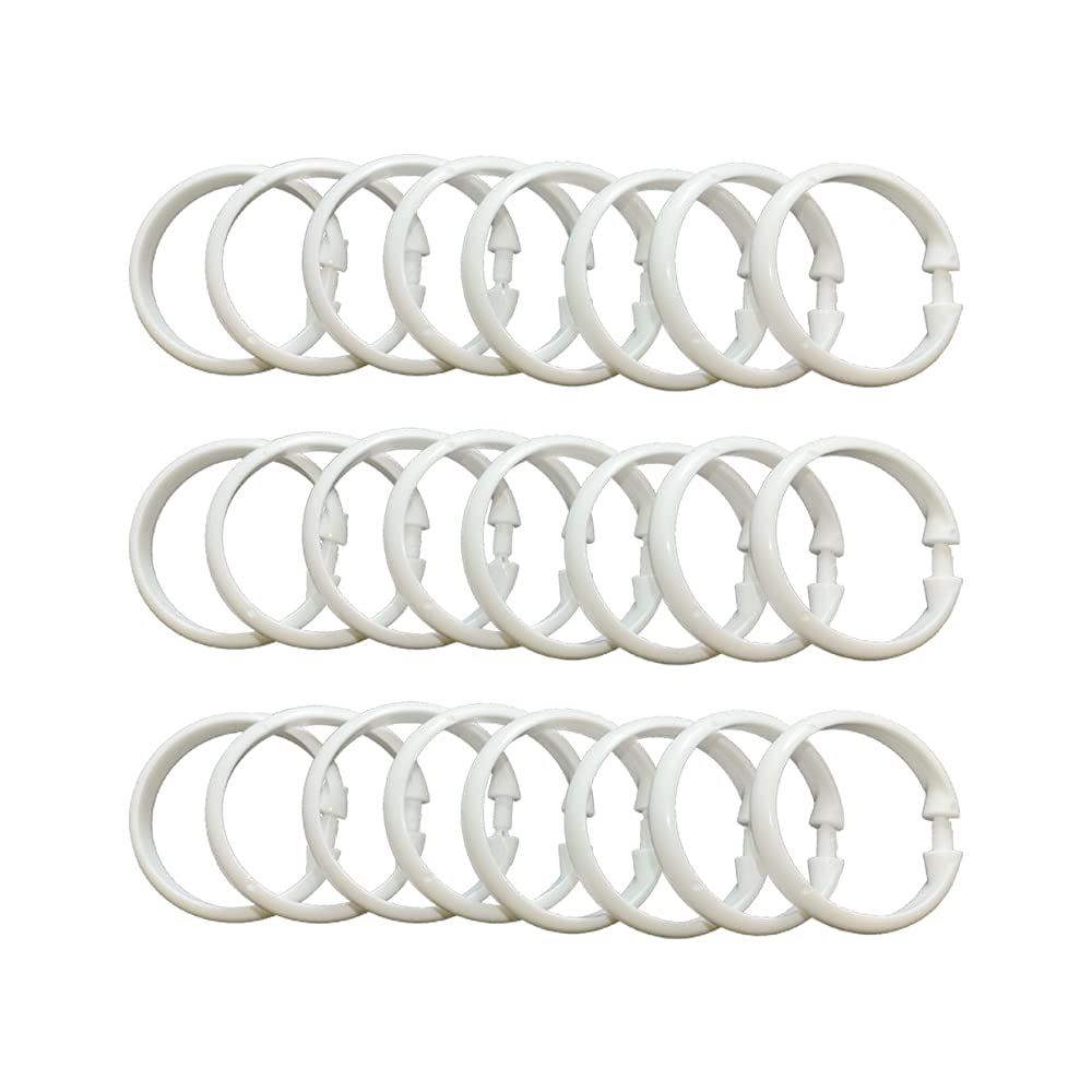 24pcs Plastic White Shower Curtain Rings 2 inch