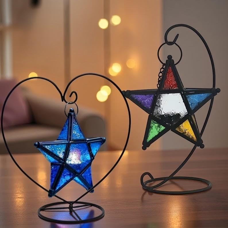 Moroccan Lanterns Ramadan Lanterns with Six Colour Glasses, 30 cm