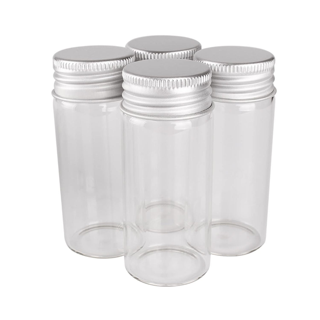 4 pcs 30ml 1OZ Glass Bottles with Aluminum Caps 26.5 * 86mm Glass Jars Transparent Containers Perfume Bottles