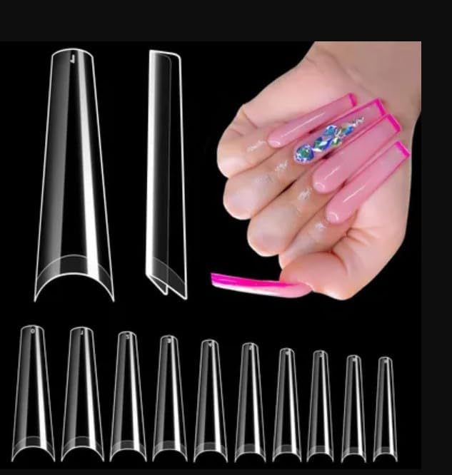 240Pcs Ballerina Long False Nails Tips Half Cover Fake nails 12 Sizes with Box for Acrylic Nails- Professional Salon and Home DIY Art-