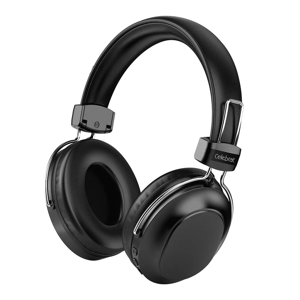 Headphone Celebrat A36 Bluetooth With Mic Stereo Sound Music Wireless Headset, Bluetooth, FM And AUX with External Microphone and Support SD Card (Black)