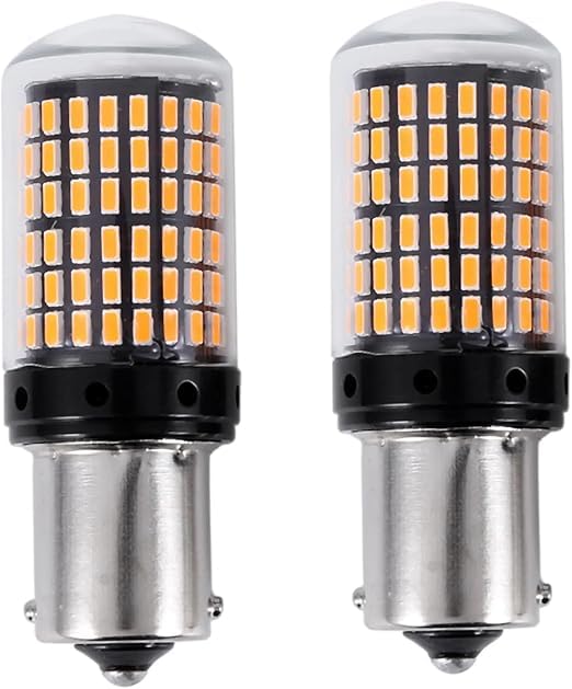 1156 BA15S LED Bulb, Yellow, 144 SMD 3014 Chips, High Brightness, No Flicker, 12-24V, for Turn Signals