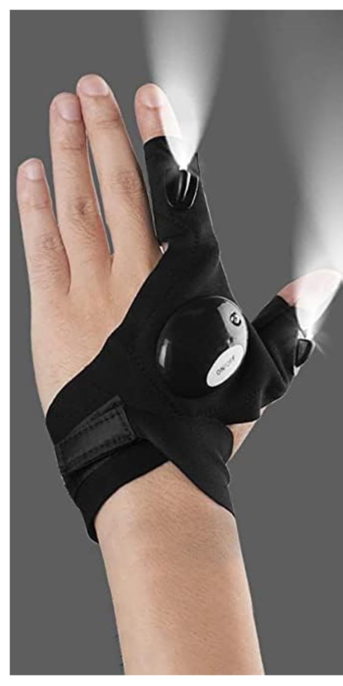 Generic LED Flashlight Gloves Outdoor,Work Gloves with Light for Darkness Places, Fishing, Camping and Hiking & Tools Gifts for Handymen Men Women Boyfriend DIY Birthday