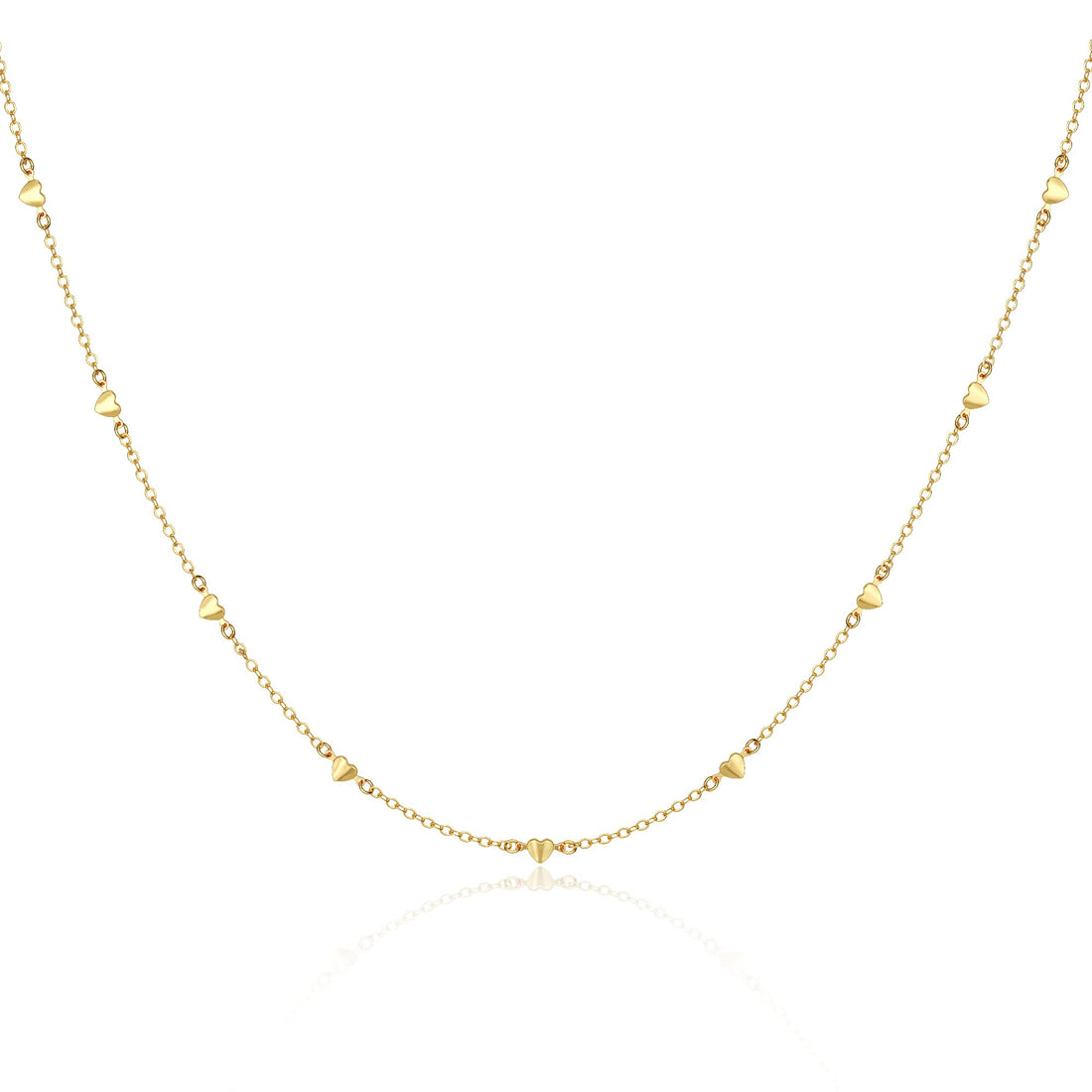 Foxgirl Gold Heart Necklaces for Women 14k Gold Plated Pendant Necklace Simple Cute Necklaces for Women Dainty Layered Choker Necklaces for Women Gold Jewelry for Teen Girls