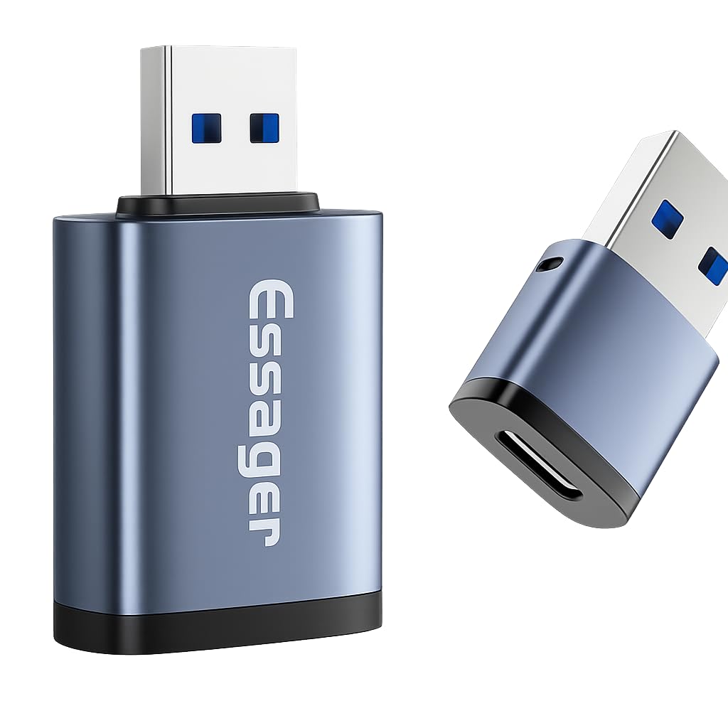 Essager Type C Female to USB A 3.0 Male OTG Adapter (3A, 5Gbps) – High-Speed Transfer, Compact Metal Build – for Laptops, Flash Drives, Smartphones