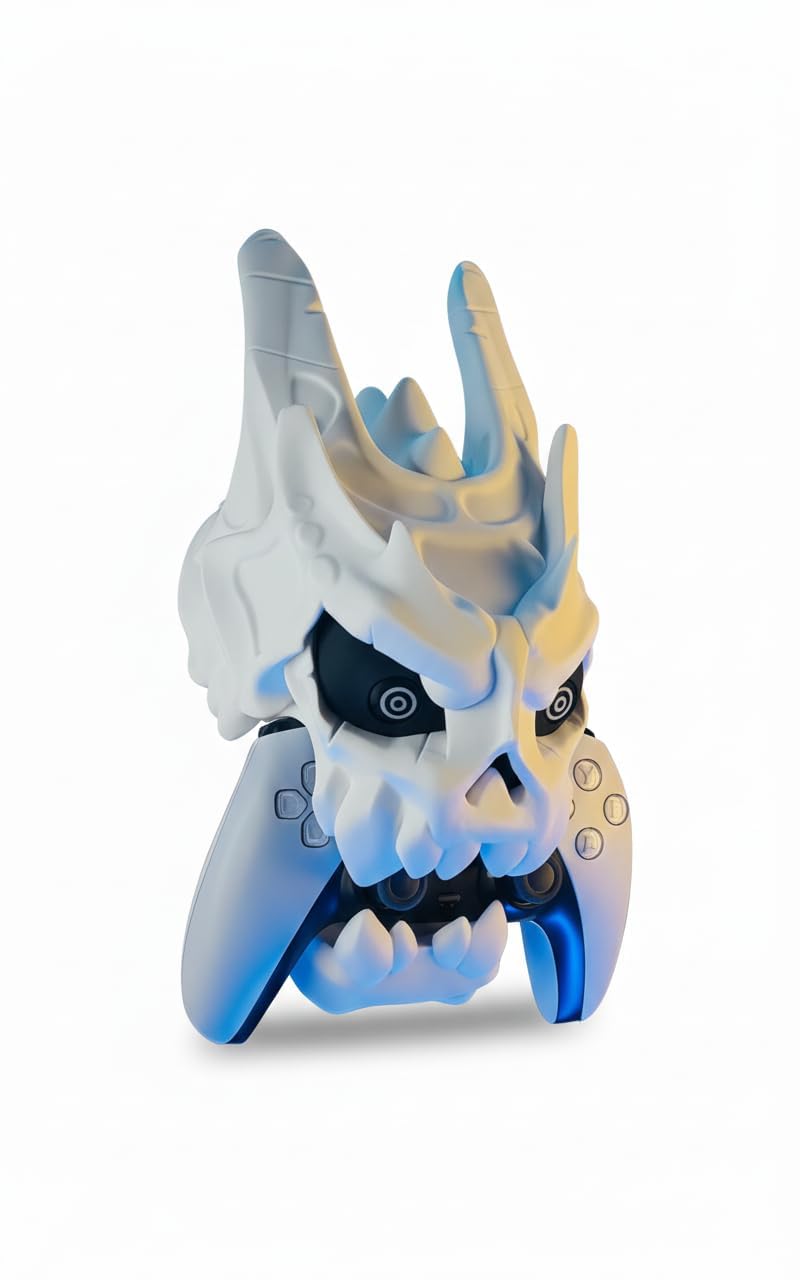 Universal Gaming Controller Holder & Display Stand - (Beast Hand/Skull) - Desk Organizer & Wall Mount Setup for Xbox Series X/S, PS5, PS4, Switch Pro - Unique Gamer Room Decor (SKULL)