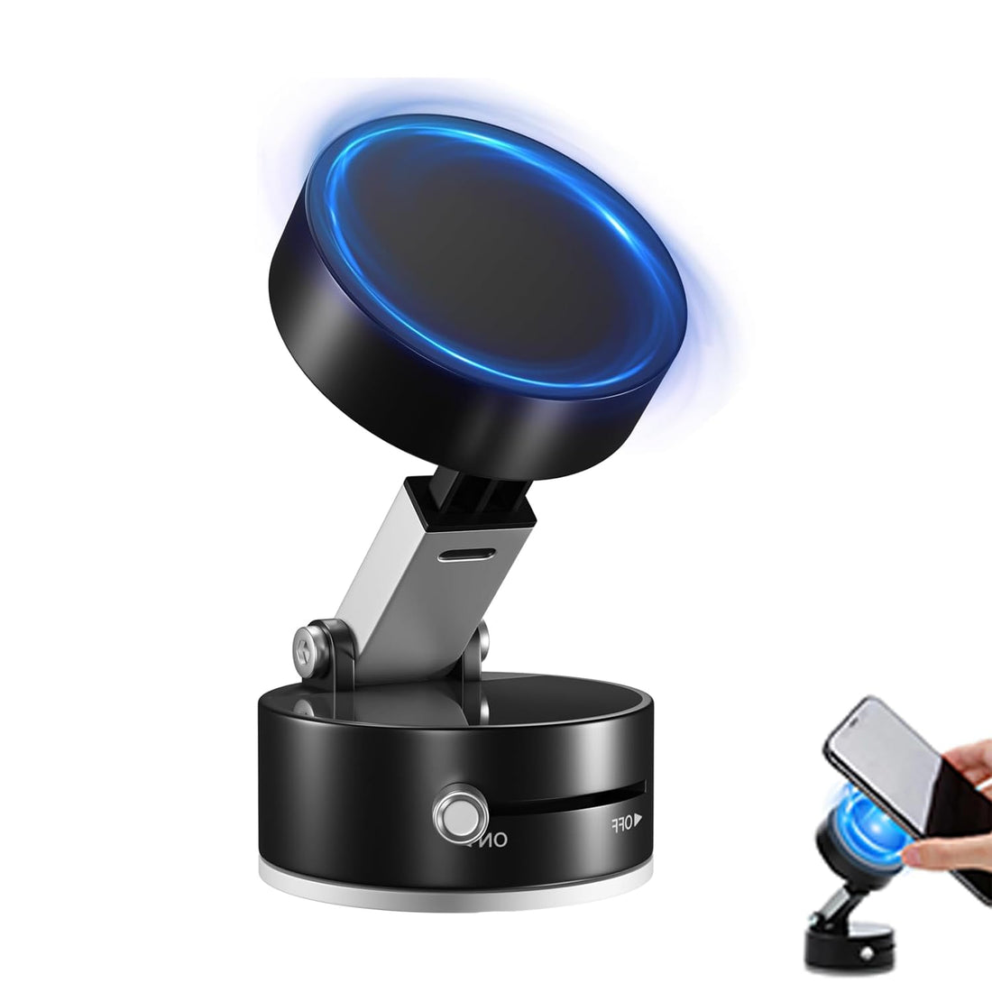 New Vacuum Magnetic Phone Holder, Suction Cup Phone Mount, Foldable Strong Magnetic Cell Phone Holder for Car/Gym/Mirror/Smooth Surface, Compatible with Magsafe iPhone