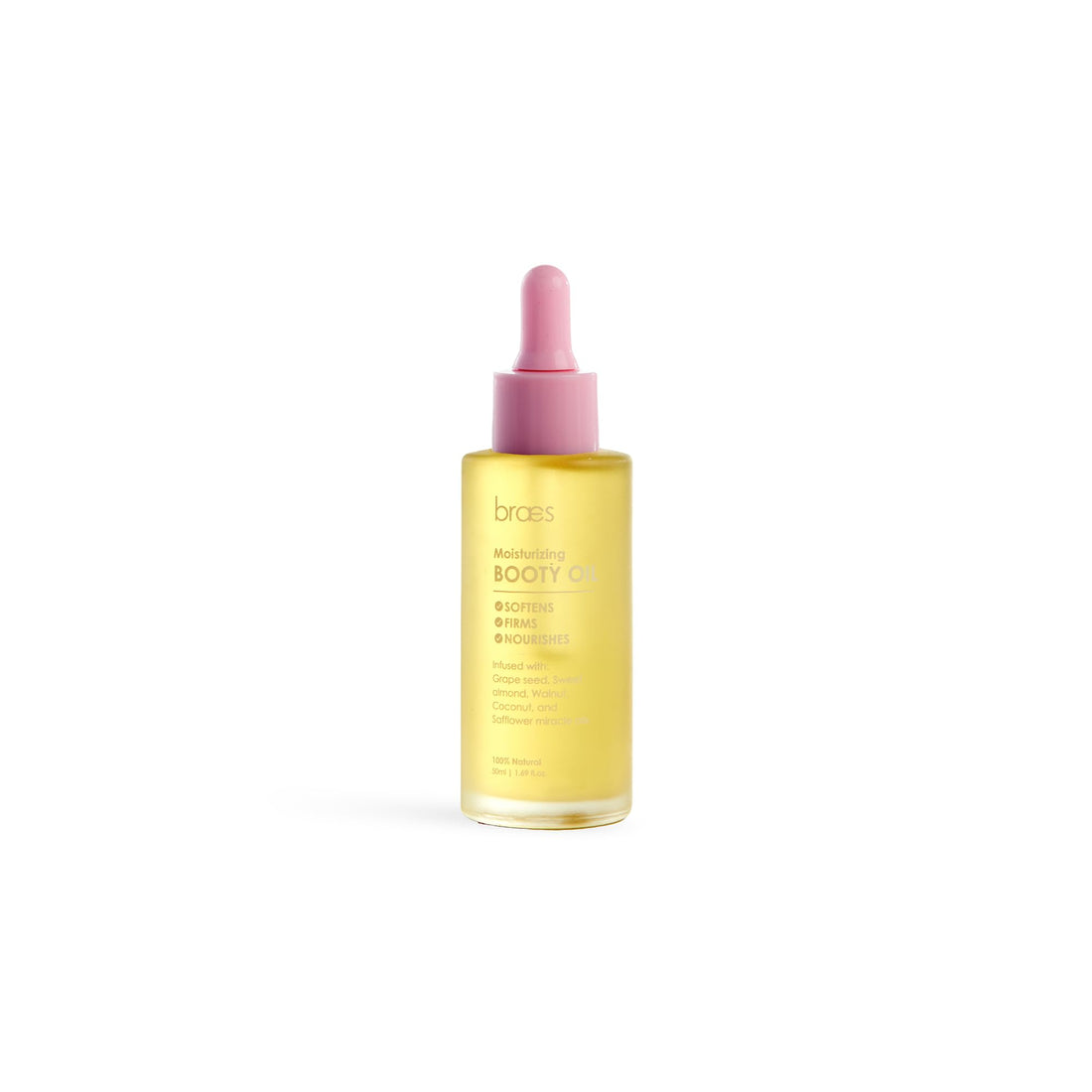 Braes Your Fav Booty Oil - 50 Mil - Deeply Hydrates & Softens the Skin - Skin Moisturizer with Antioxidant-Rich Formula