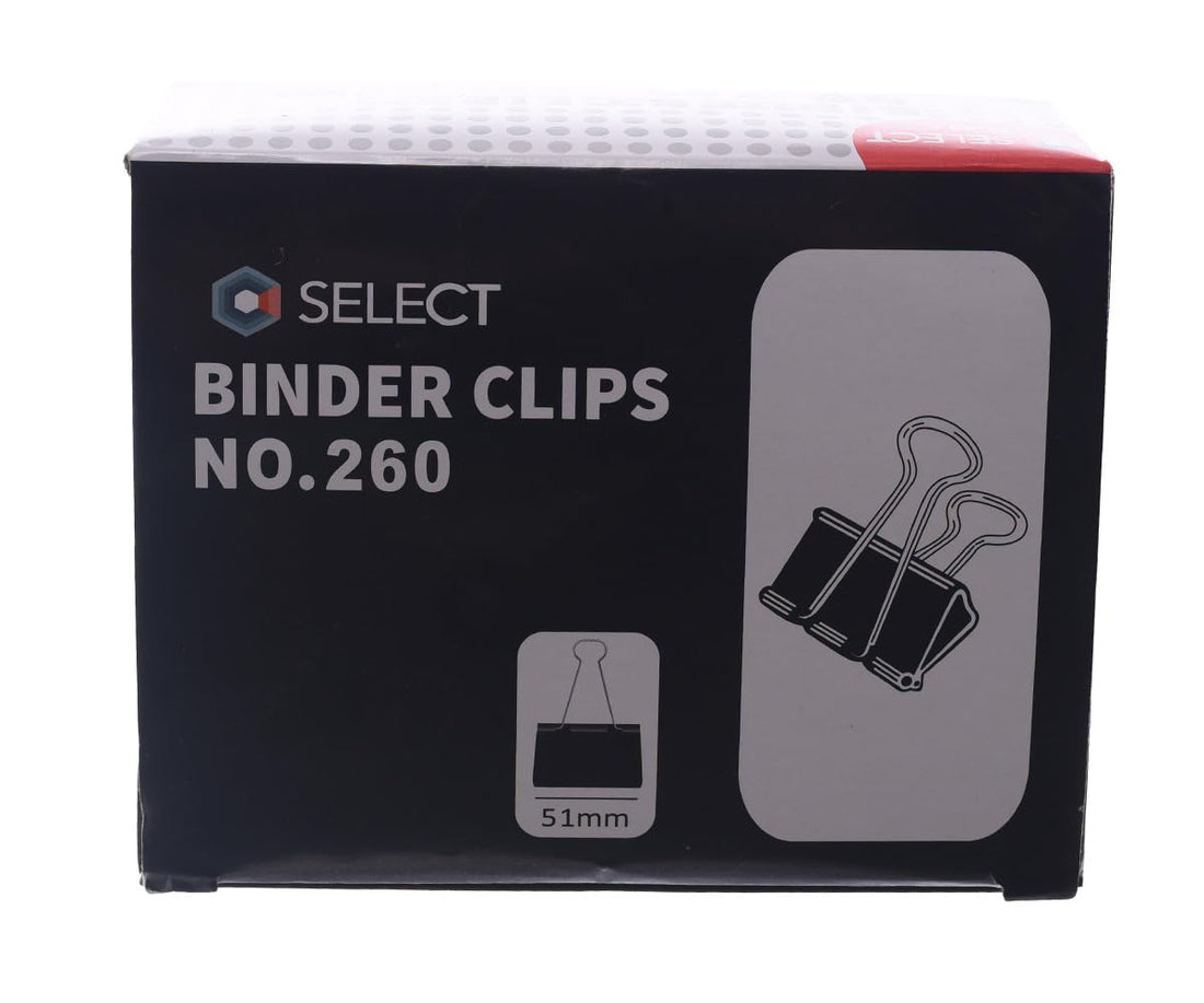 Select Binder Clips No 260 /51MM Pack Of 12 Pcs - Black