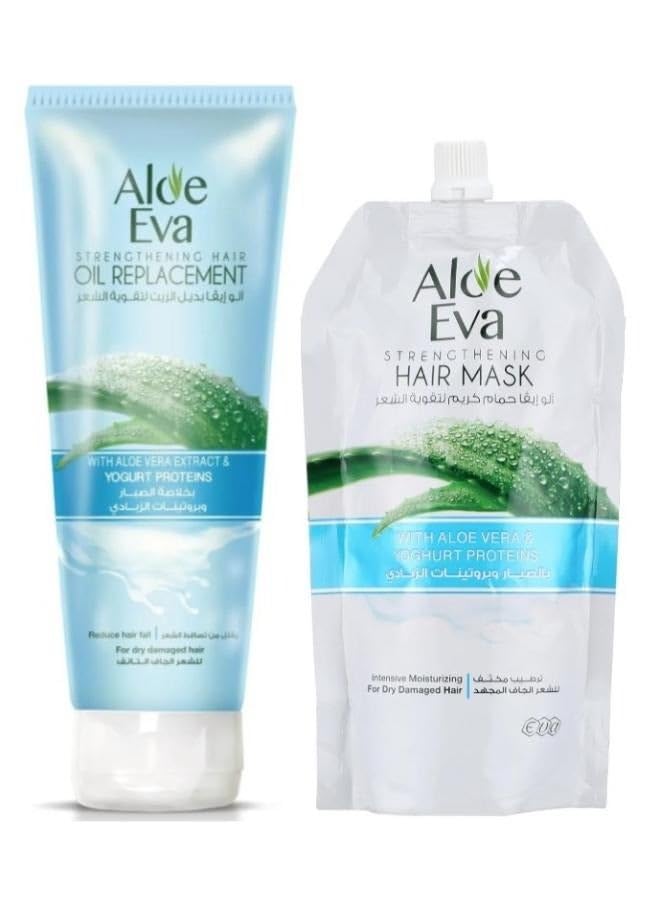 Eva Hair Mask Pouch with Aloe Vera & Yoghurt Proteins 250gm +Hair Oil Replacement with Aloe Vera & Yoghurt Proteins, 250 ml
