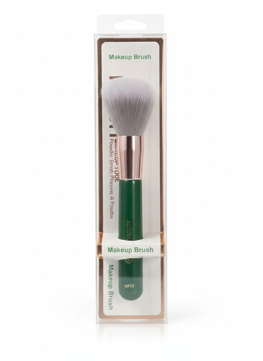 Makeup Brush Handles, Large Multi-Purpose Round Head Face Blush Powder Brush Handle Soft Fiber Multifunctional Daily Use - Green Handle and Grey Bristles