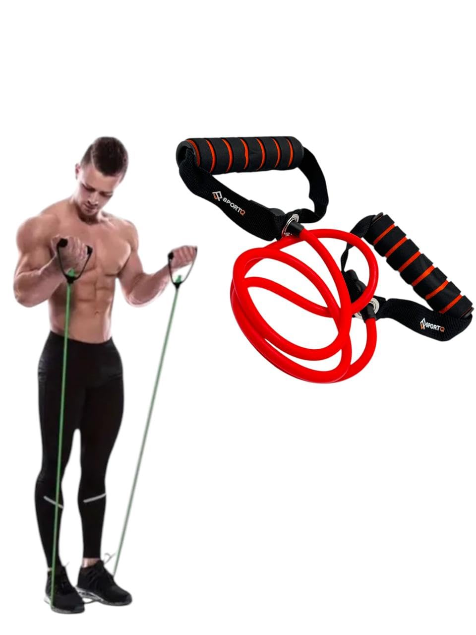 SportQWorkout Time Resistance Bands, Resistance Bands with Comfortable Handles, Yoga Tension Rope, Exercise Bands for Exercise, Stretch Bands for Physical Therapy