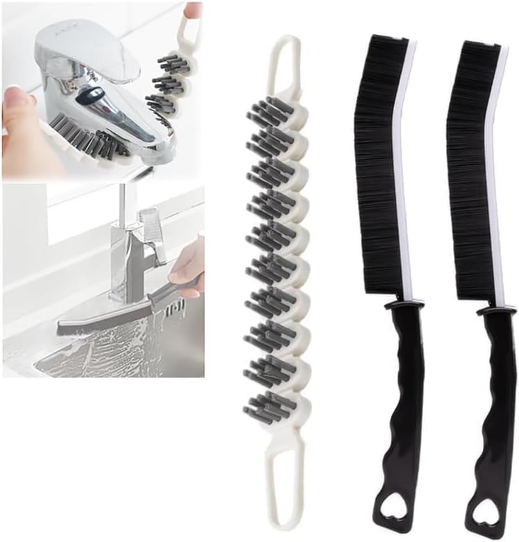 SWAMINE 3 Pcs Crevice Cleaning Brush, Bathroom Gap Cleaning Brush, Clean The Dead Corners of Bathroom Kitchen Tiles, Multifunctional Window Slots, Multi-Purpose Door Window Track Deep Cleaning Brush