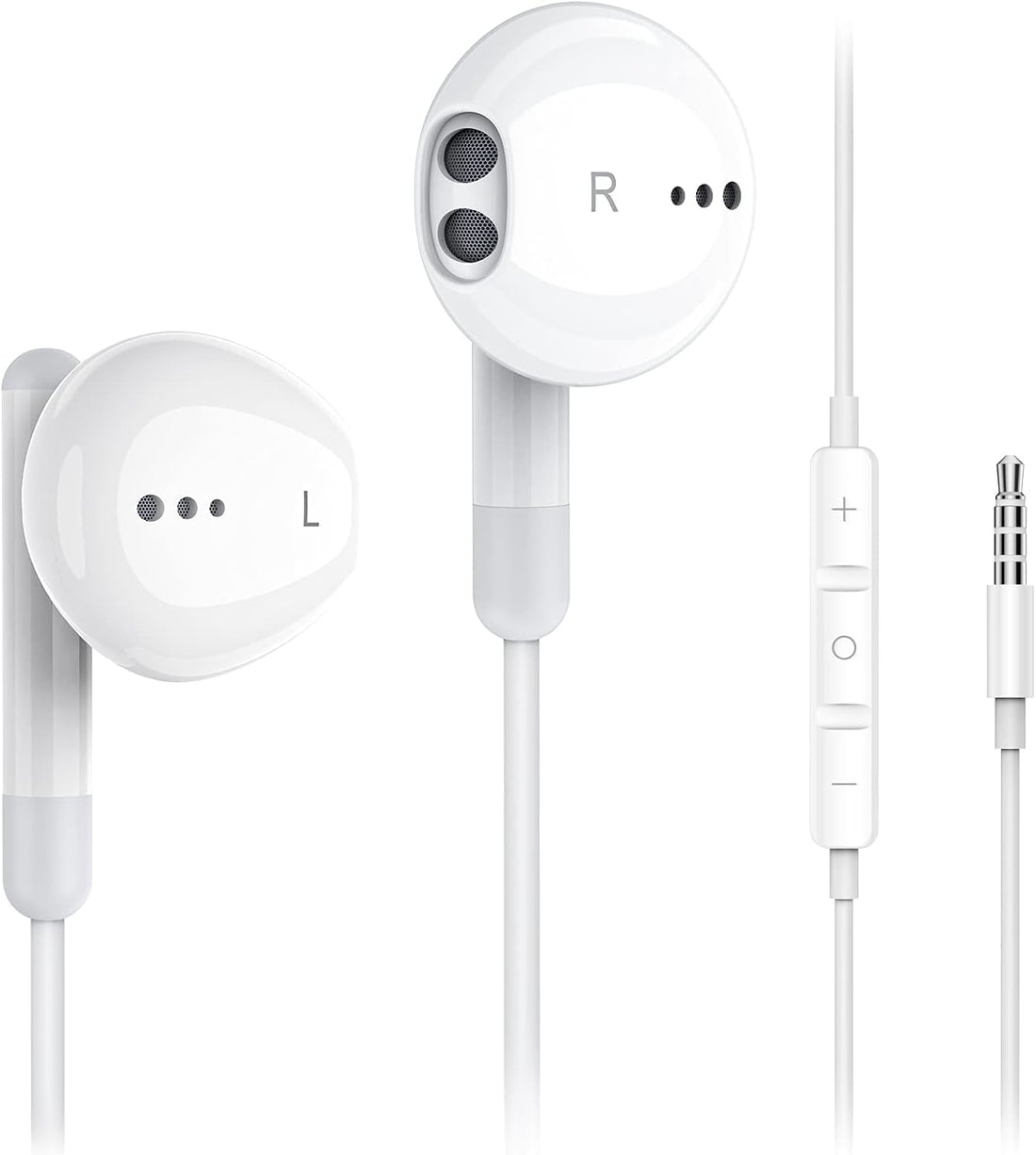 Wired Earphones, 2 Pack Sound Isolating Earphone Compatible with iPhone 6 Plus SE 5S4, iPod iPad, MP3 Samsung Android, In-Ear, White