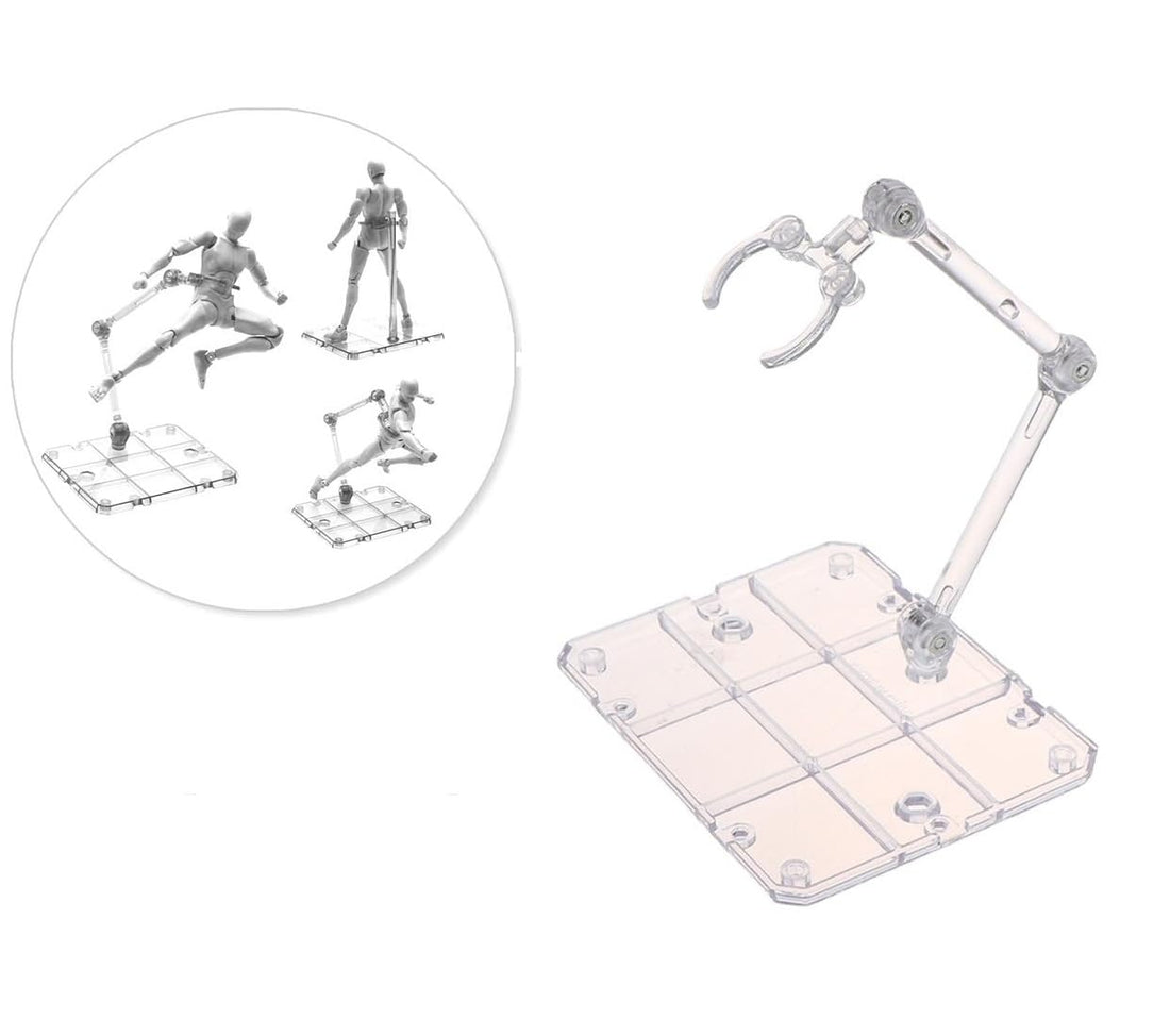 fashion mania Movable action figure stand, assemble Action figure display stand base Doll model support stand compatible with HG RG SD SHF Gundam 1/144 toys transparent