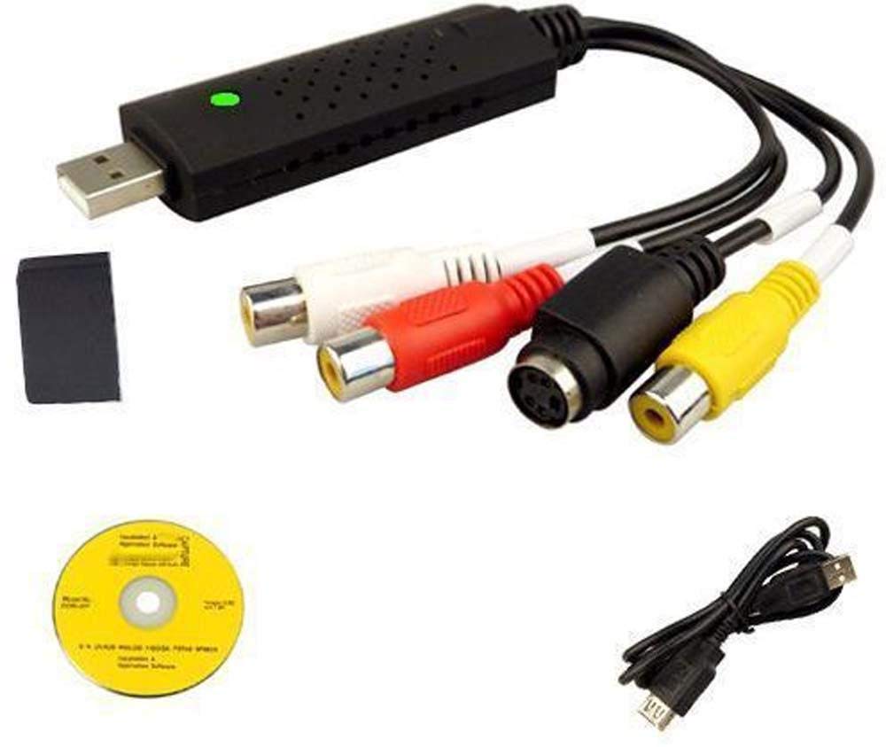 USB 2.0 to 3 RCA Audio Video TV VHS DVD RW HD Capture Converter PC Cable multi color