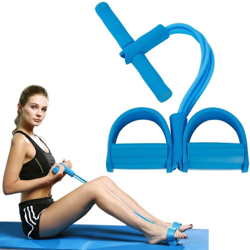 TRUE FIT®Pedal Resistance Band, 4 Multifunctional Yoga 4-Tube Tension Ropes, Ideal Exercise Equipment for Abdomen, Waist, Arm, Slimming Training, Leg Extension