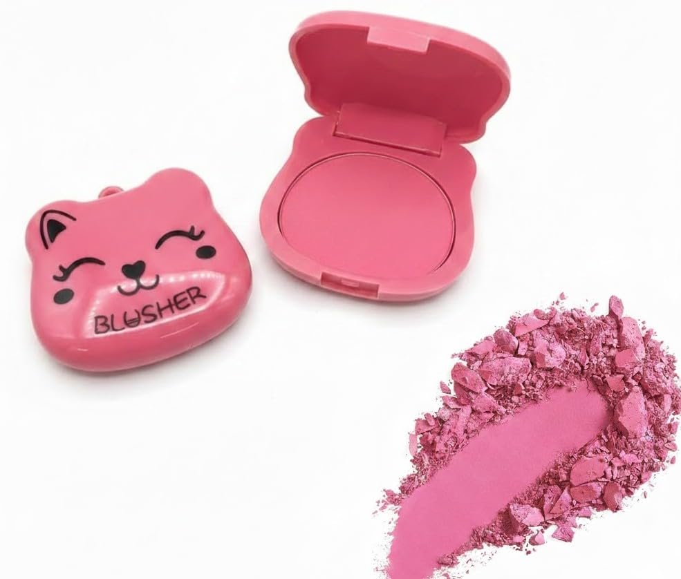 Matte Face Blush Matte Shimmer Long Lasting Lightweight Portable Highlight Pressed Powder Makeup for Women Girls-3.2G) (N3)