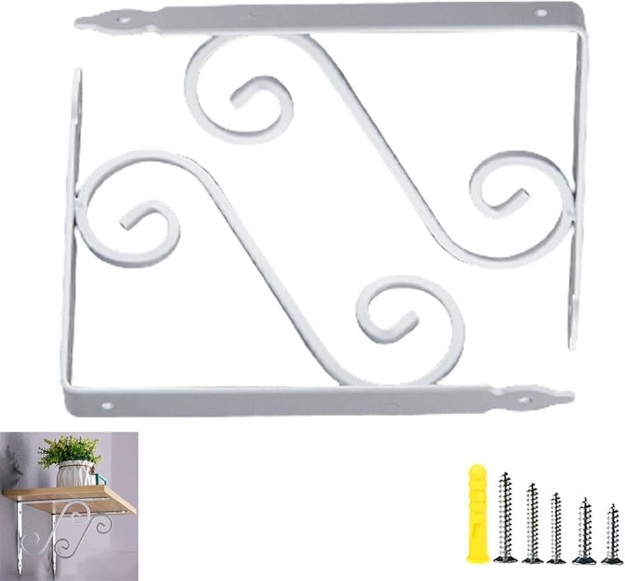 2 Pcs White Metal Corner Shelf Bracket 19x24cm Heavy Duty – Universal Cantilever Wall Shelf Bracket L Shape for Walls & Interior Decoration – Hidden Shelf Holder for Corners and Shelves.
