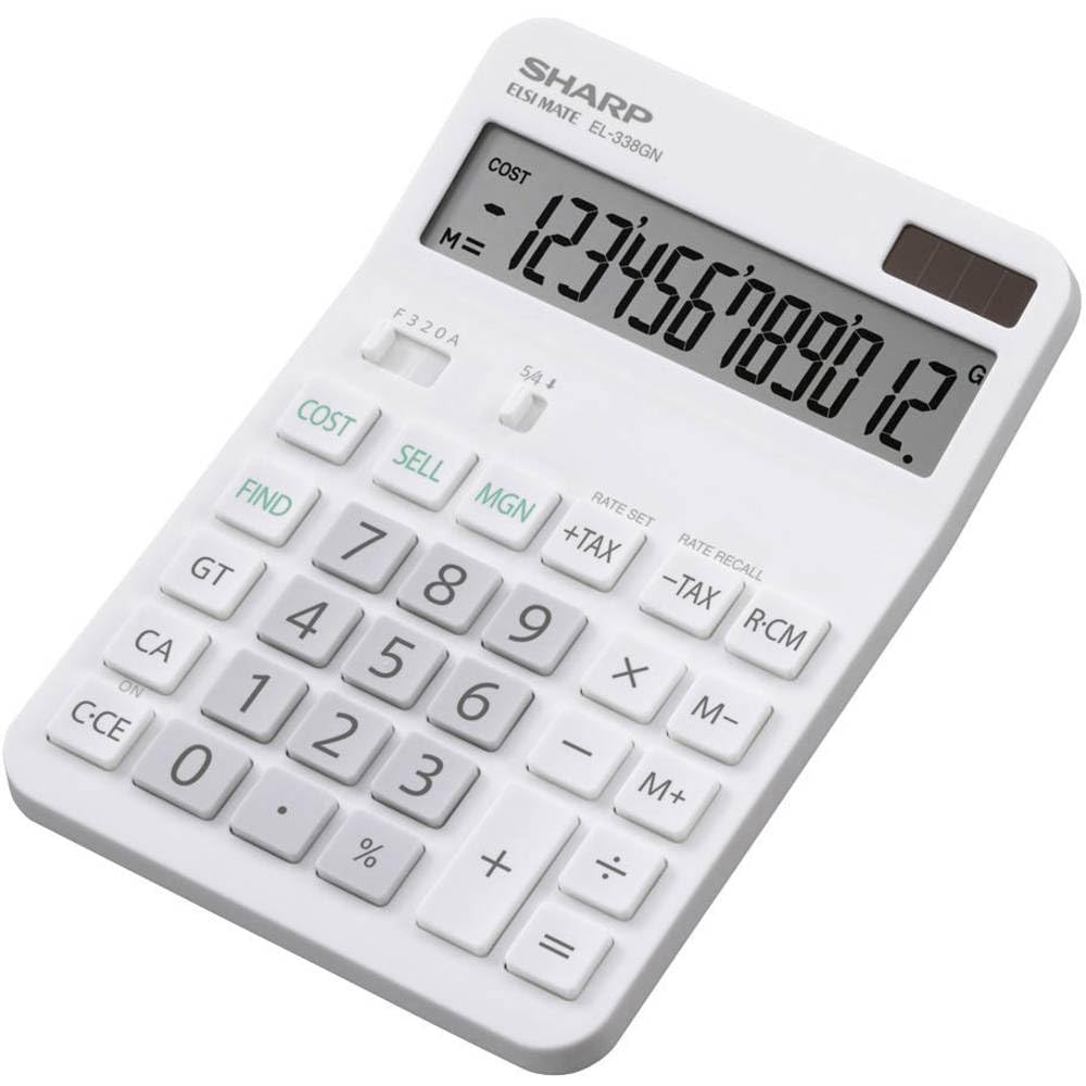 SHARP 12-digit Cost/Sell/MGN & Tax Electronic Calculator EL-338GN