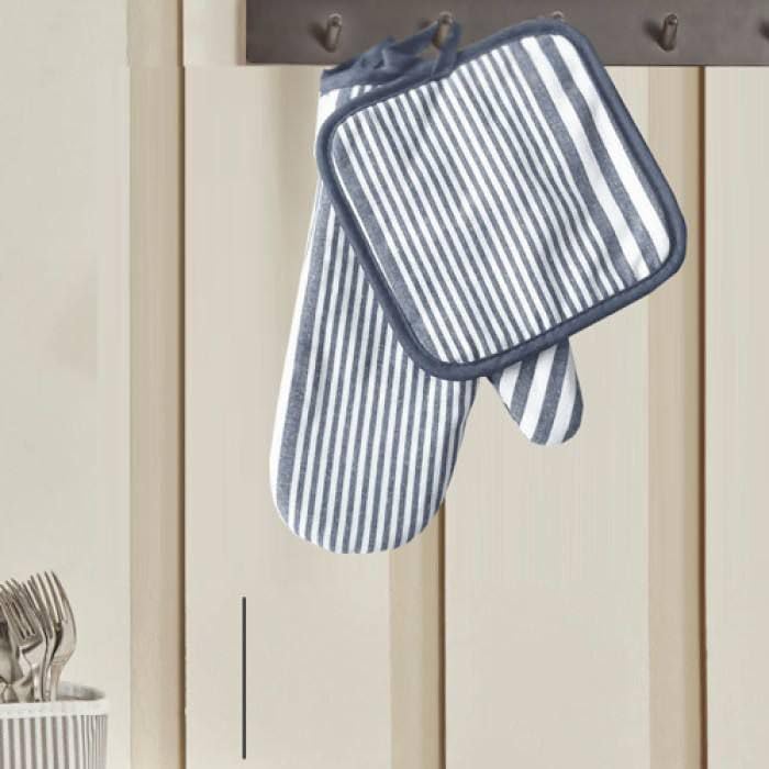 Generic Kitchen Heat Protection Set, 3-in-1 Cotton Gloves, Mask and Towel,(Grey) .mk