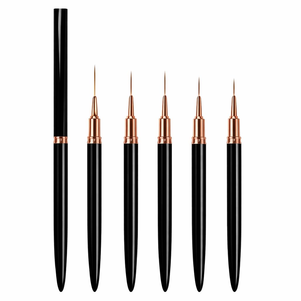 5 Pcs Nail Art Liner Brush Set for Fine Detail Design, Ultra Thin Precision Brushes for French Tips, Lines, Swirls, Drawing, Gel Polish Manicure Tools for Home and Salon Use (Pink)