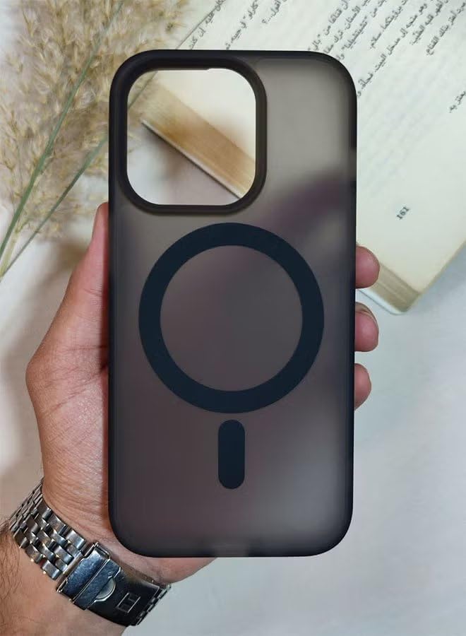 Magnetic Case Compatible with MagSafe, Camera and Screen Protection, Clear & Black, Supports Magsafe Wireless Charging, Anti-Fingerprint and Scratch Resistant Case for iPhone (Black, iPhone 13)