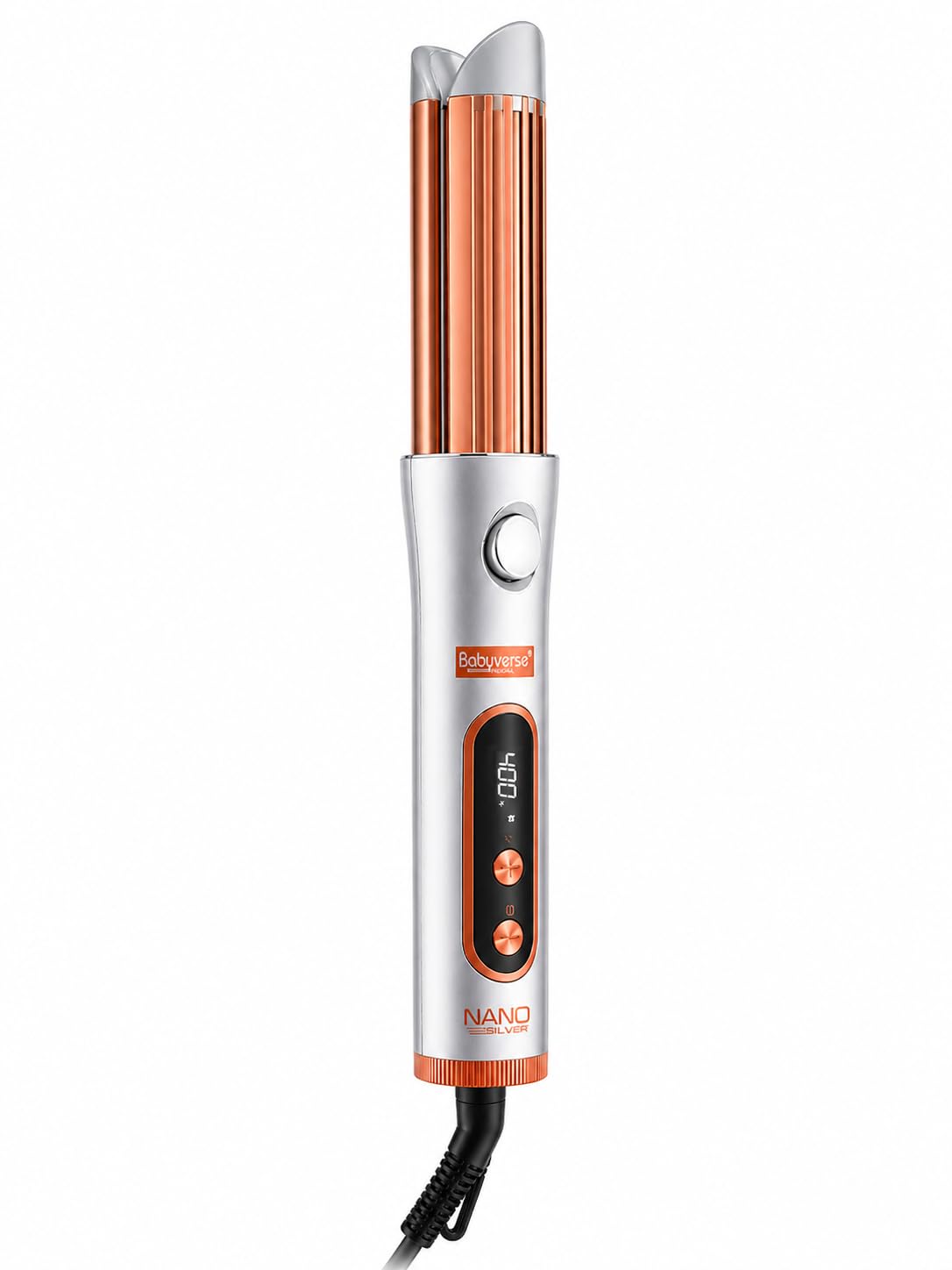 Professional Nano Silver 2-in-1 Hair Curler and Straightener, 24mm Barrel, LED Display, 150°C-230°C