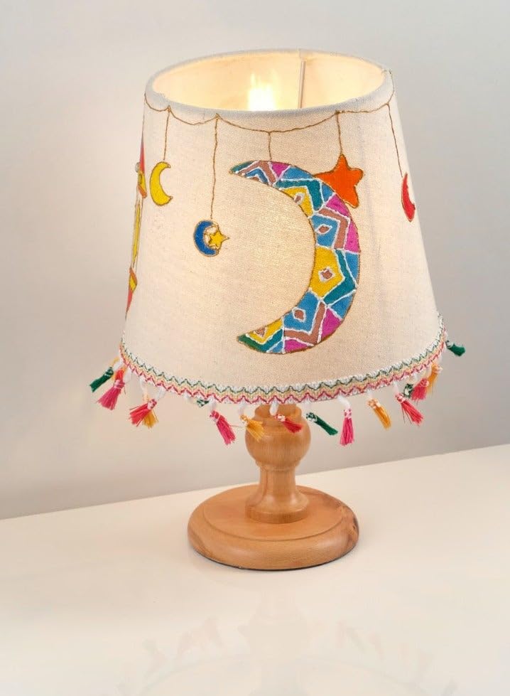 Shop Dana Wooden Multicolour Table Lamp 18 * 30 * 40