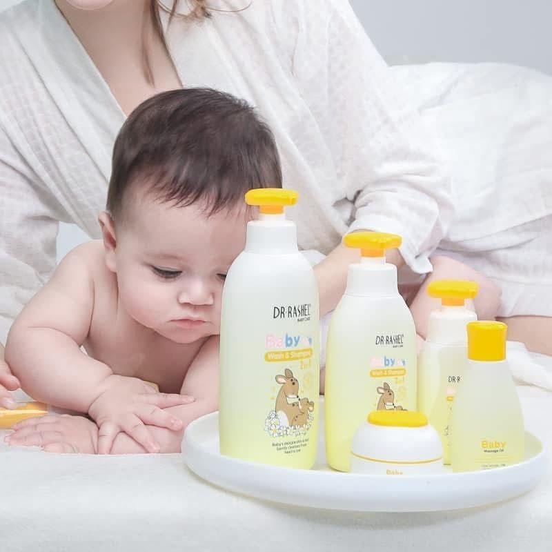 Dr. Rashel 2-in-1 Baby Wash and Shampoo 300 ml, Yellow