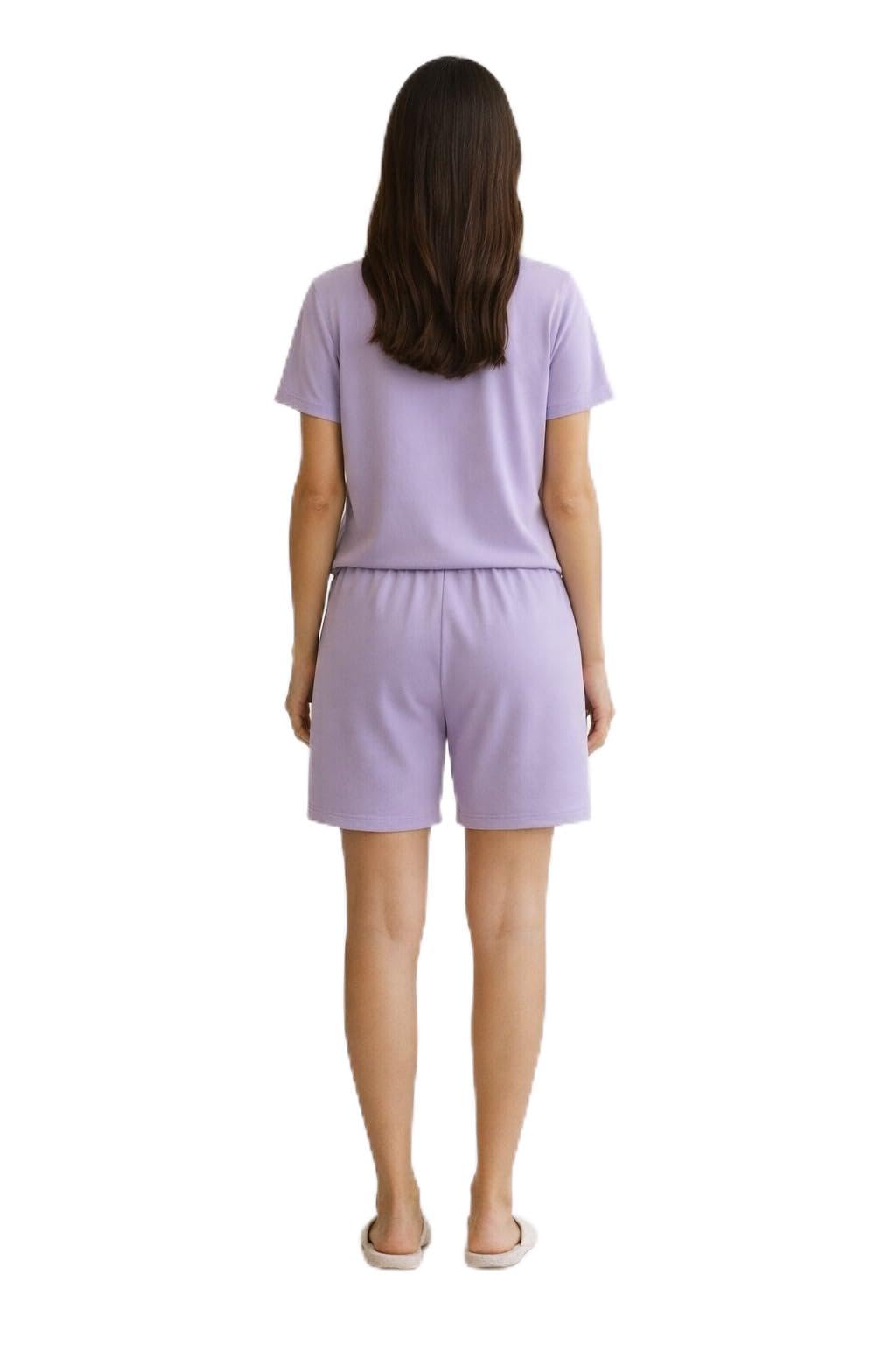 Lavandula Women's Summer Pyjama, Pure Cotton, Comfortable Loungewear with T-Shirt and Shorts