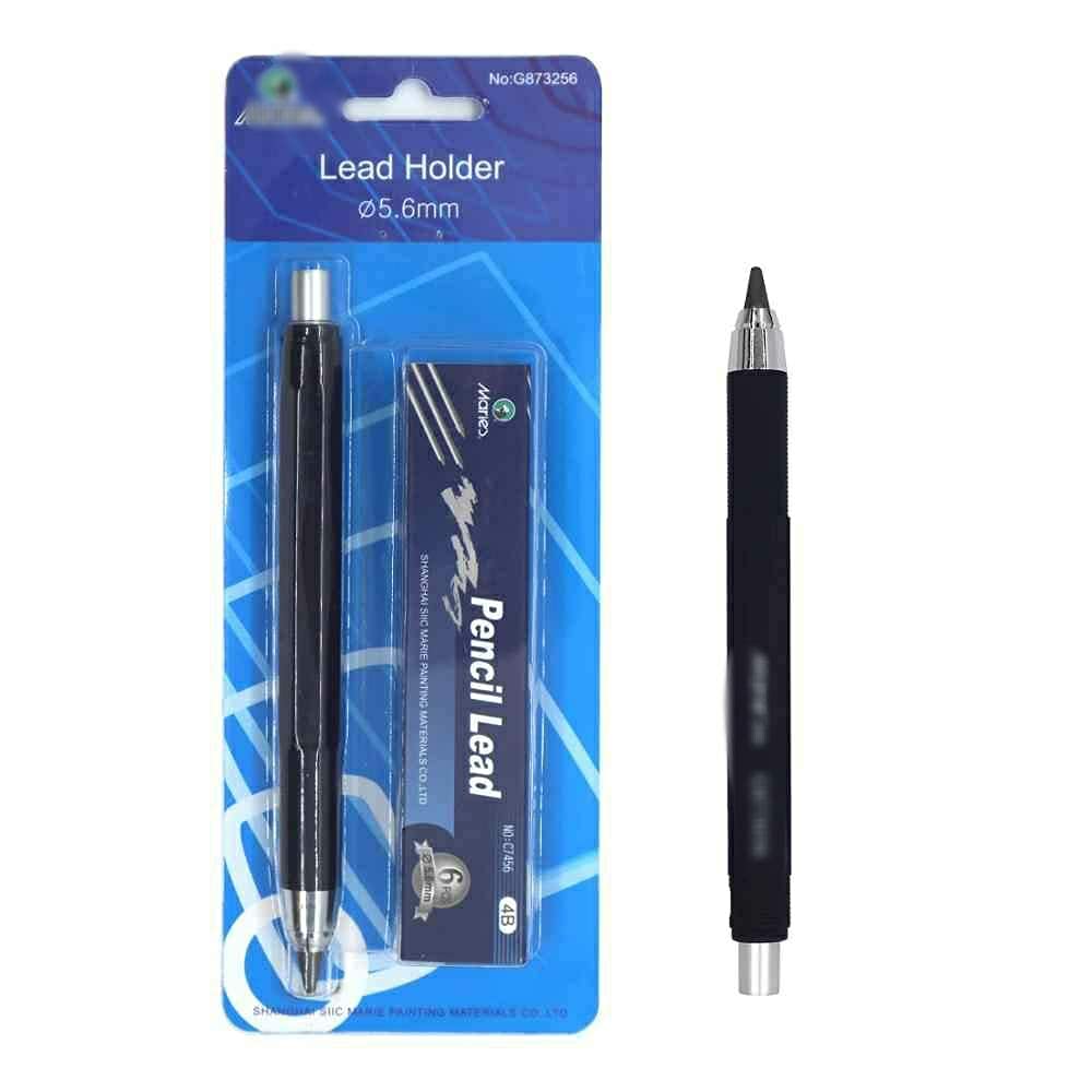 Mechanical Pencil With Clutch Mechanism For 2B, 4B, 6B, 8B Leads + 6 Lead Refills (4B/5.6mm)