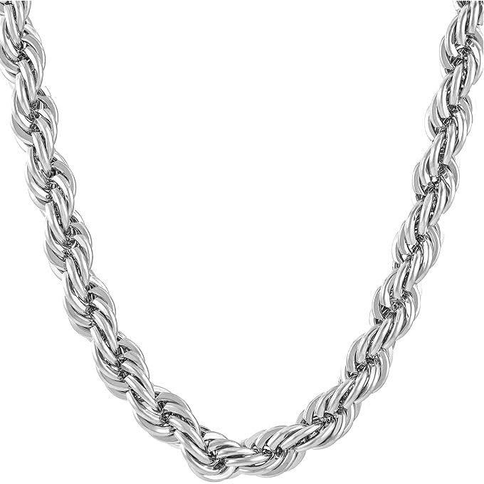 Chain for Men and Women Long Stainless Steel Original Plated Silver Platinum Italian Design