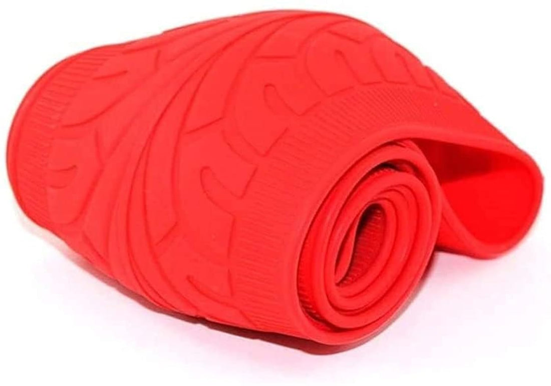Steering Wheel Steering Wheel Cover, Silicone Rubber Flexible Cover, Anti-Slip, Soft and Comfortable Touch, Suitable for All Cars, Ribbed, Red - By KaberTrade