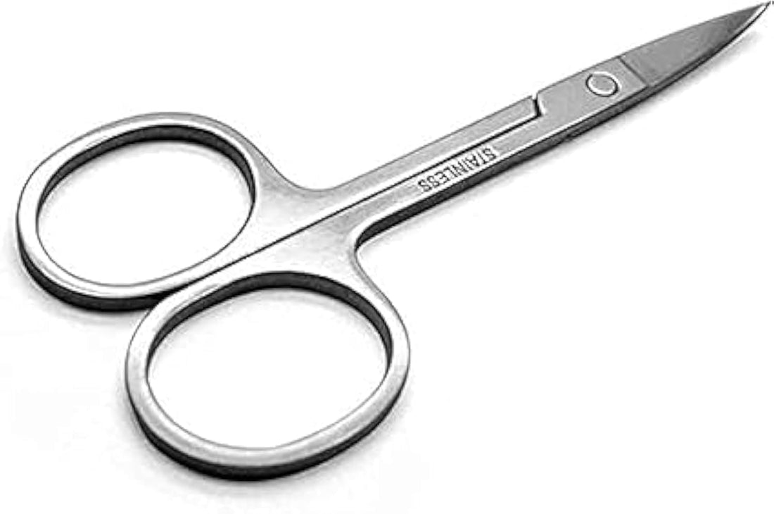 Stainless Steel Scissors with Sharp Curved Blades for Eyebrows, Facial Hair, False Eyelashes.