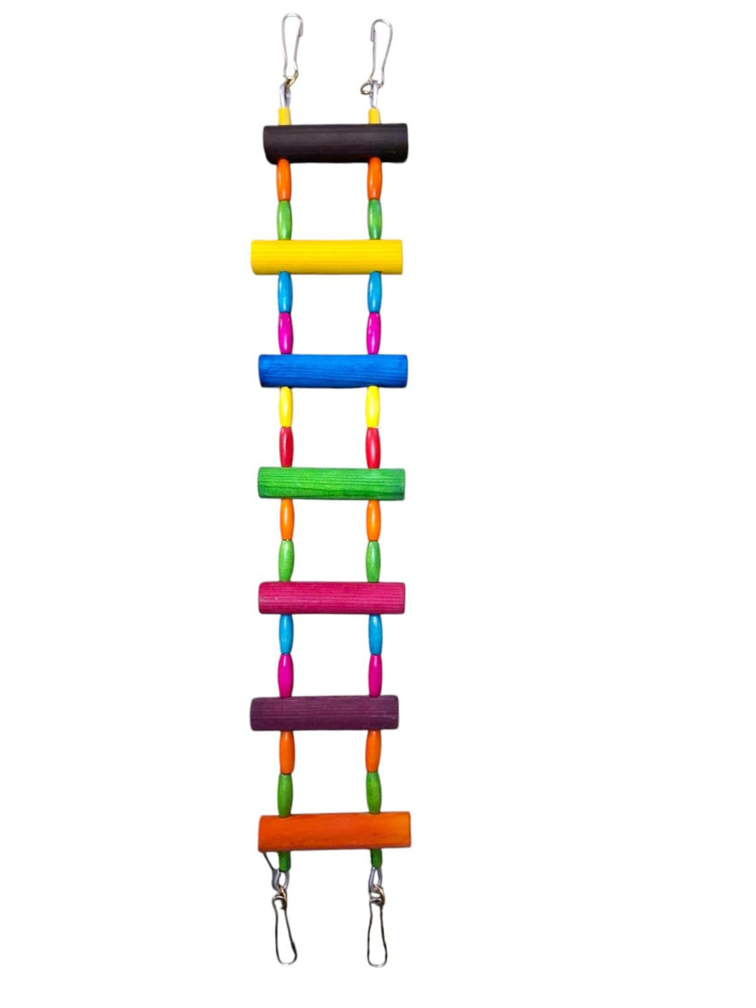 Natural Bird Ladder Swing & Chewing Toy (50cm L x 8cm W) - 7 Steps Hanging Wooden Bridge Cage Accessories for Medium & Small Parrots