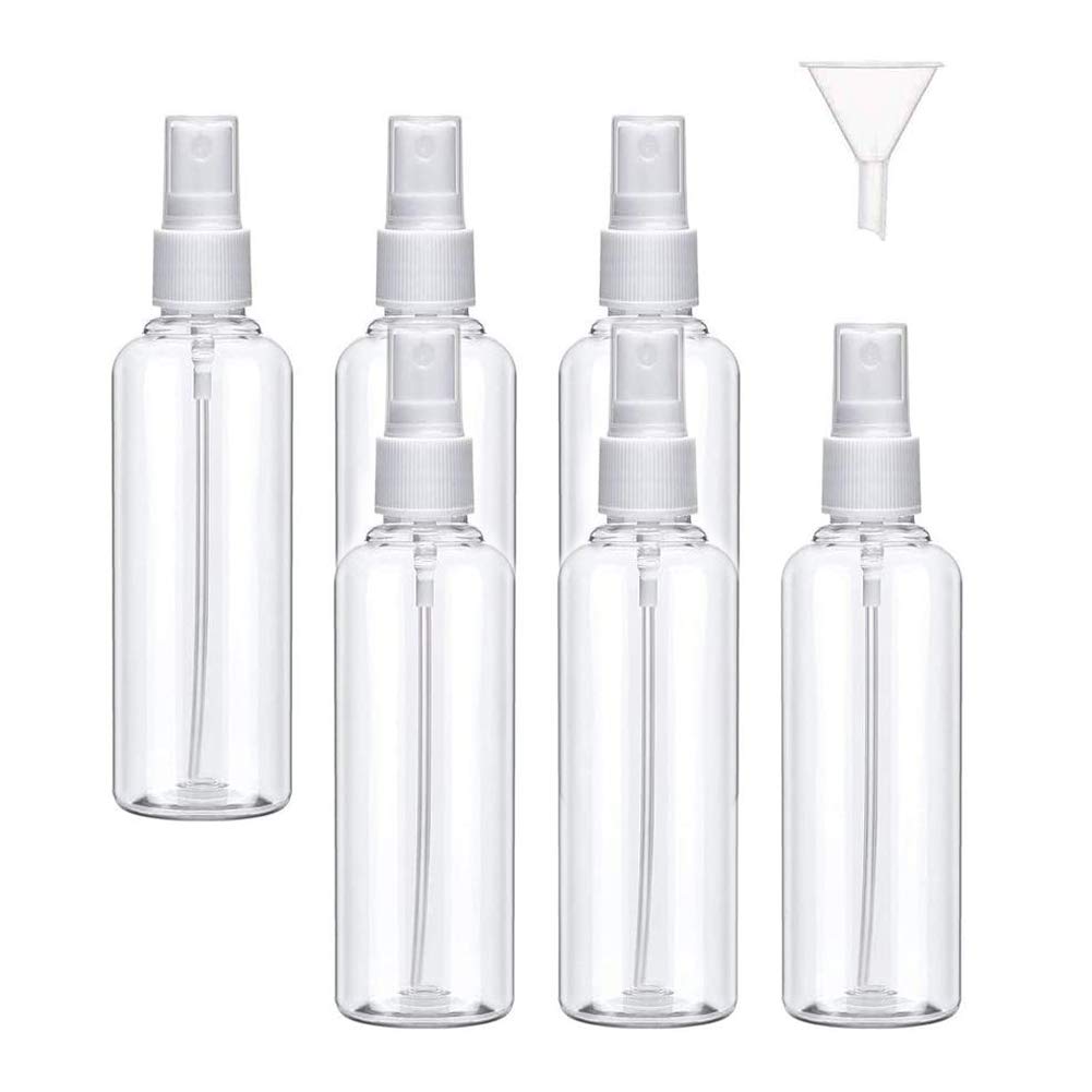 Spray Bottles, Suithink 6PCS 60ml Clear Empty Plastic Fine Mist Travel Atomiser Set with Funnels,Transparent Refillable & Reusable Travel Bottles Toiletries Set for Lotion, Perfume,Water Liquid