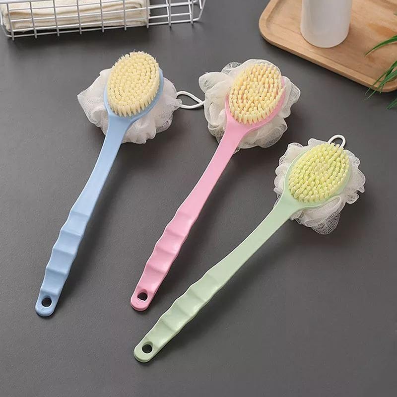 36cm Double Bath Brush with Loofah Bristles Exfoliating Body Scrubber for Blood Circulation Dead Skin Remover Body Care Brush