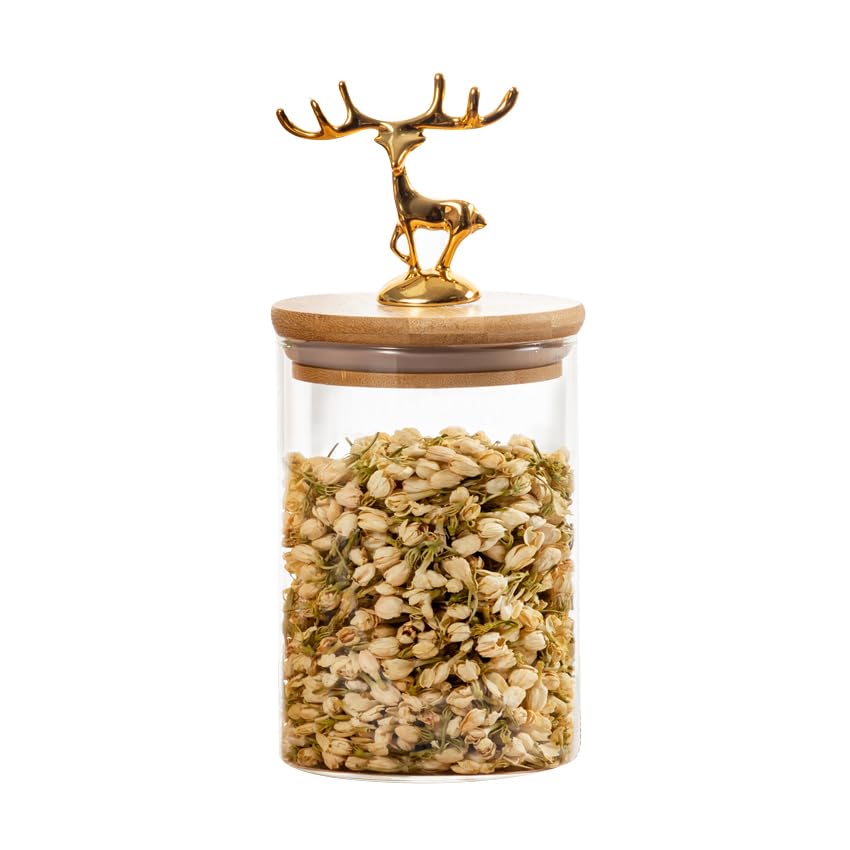 Next store Glass Food Storage Jar with Elegant Wooden Lid 400ml, Suitable for Sugar, Honey, Candy, Practical and Decorative, Keep Flavor and Freshness in Kitchen