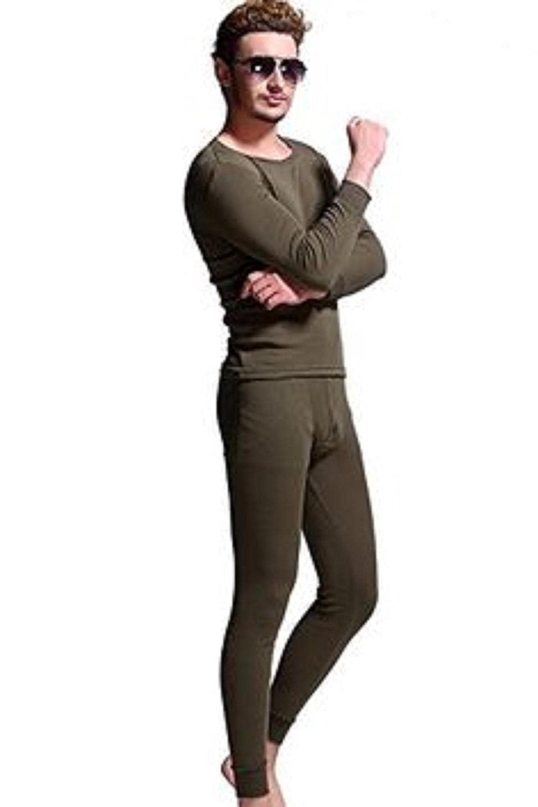 Primo Dark Green Yellow Thermal Underwear For Men