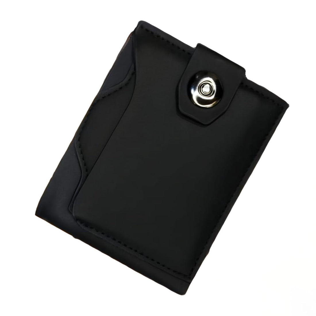 Luxury Men's Leather Wallet with Detachable Card Holder, Clear ID, Metal Closure, Available in Brown, Black and Light Brown (Black-Horizontal)
