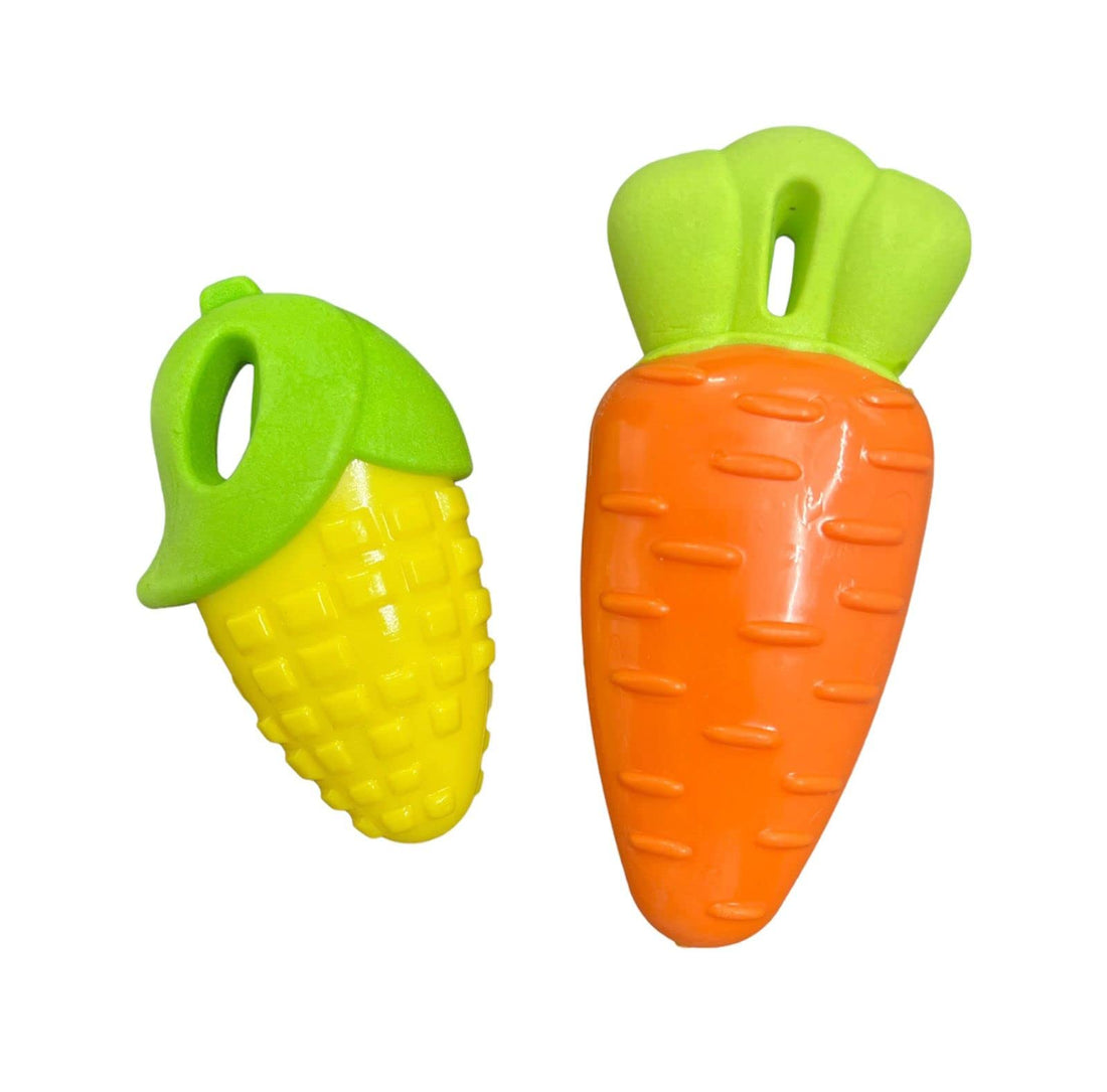 DOGTOWN Veggie Series Combo of Corn and Carrot Squeaky Chew Toys for Dogs & Puppies Pack of 2