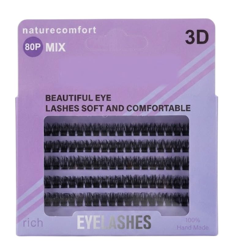 Cluster Lashes 80Pcs Individual LashesD Curl False Eyelashes Extension Reusable Soft Extension Diy at Home (80p)
