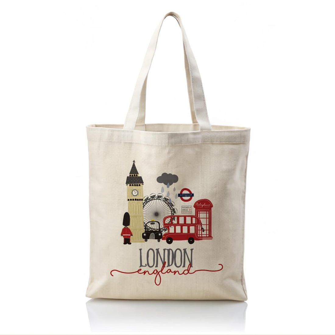Canvas Tote Bag, Canvas Handbag Aesthetic For Women, Reusable Tote Bag, Cute Cartoon LONDON Travel Souvenir Gifts, Birthday Friendship Gifts For Women, Leisure Vacation, Work, Color, Medium